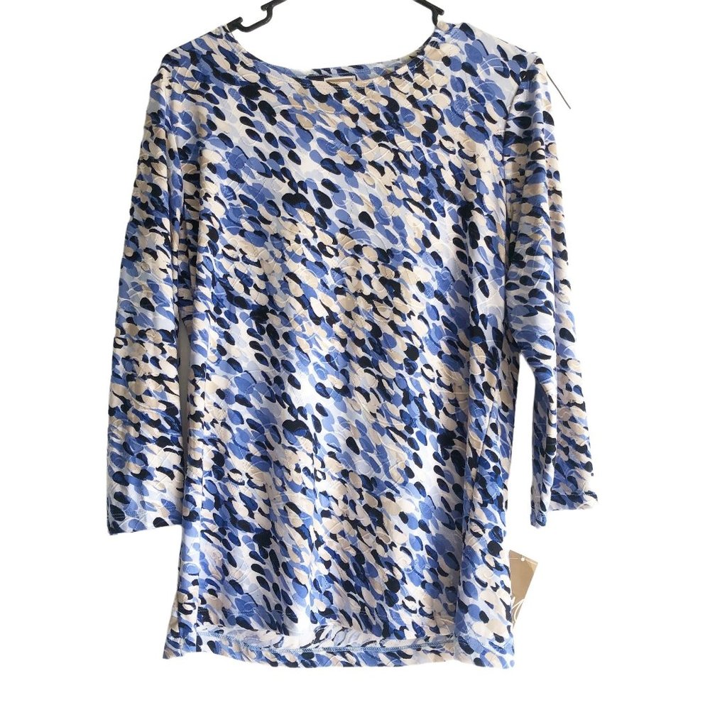 JM COLLECTION NWT Blue Pullover Blouse M
